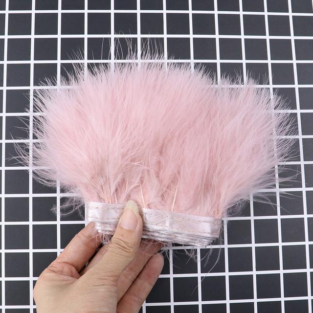 Feather8-10cm Fluffy Turkey Feather Trim On Ribbon – 1-10m Natural Feathers Fringe for Sewing, DIY Crafts, Wedding & Clothing Decor