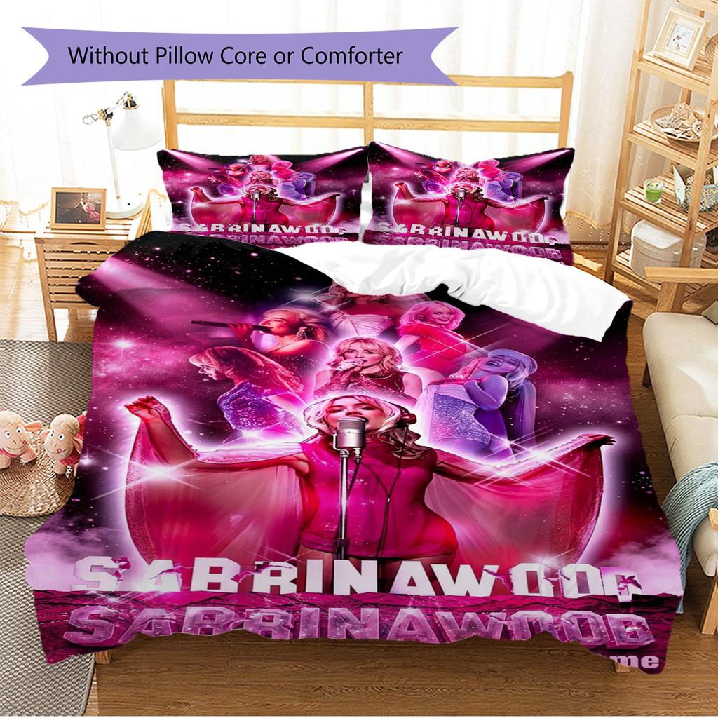 Name Custom Sabrina Carpenter Pattern Bedding Set Quilt Cover Pillowcase Home Decor Gift (1 * Duvet Cover + 2 * Pillowcase, Without Core)