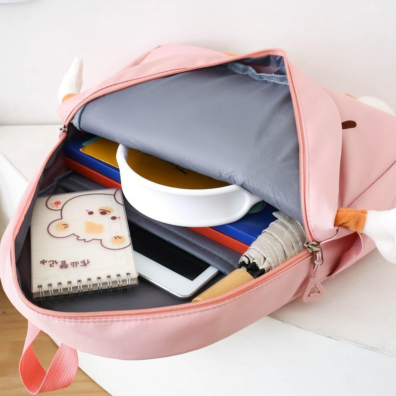 Biscuit Backpack Female Japanese Ins Wind Soft Cute Cartoon Cute Canvas Backpack Girl Student School Bag