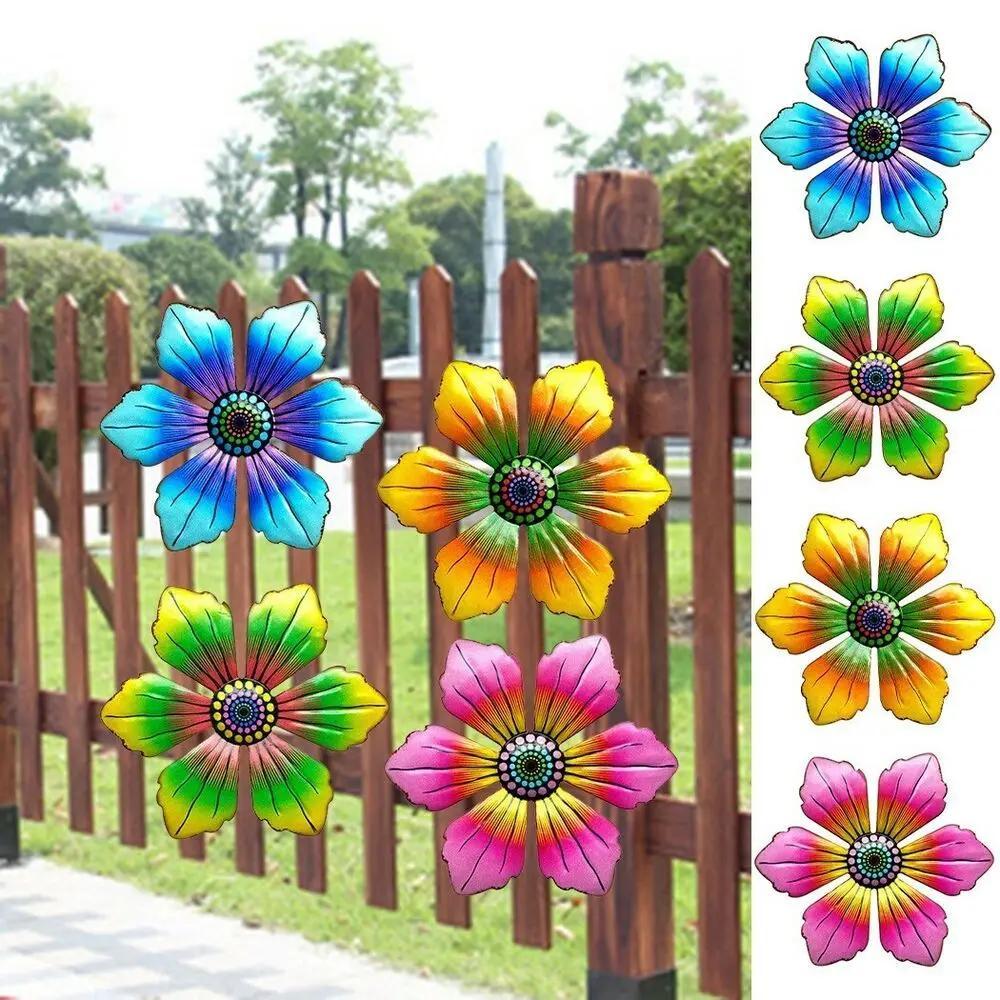 

1pc Metal Flower Wall Art Garden Decor Outdoor Hanging Sculpture Home Ornament бежевый