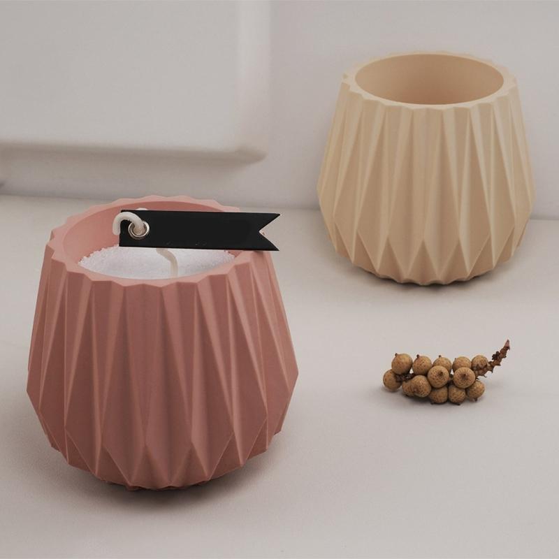 Artistic Silicone Planter Creating Mold DIY Concrete Faceted Pots Candle Holder Mold for Home Decors Enthusiasts
