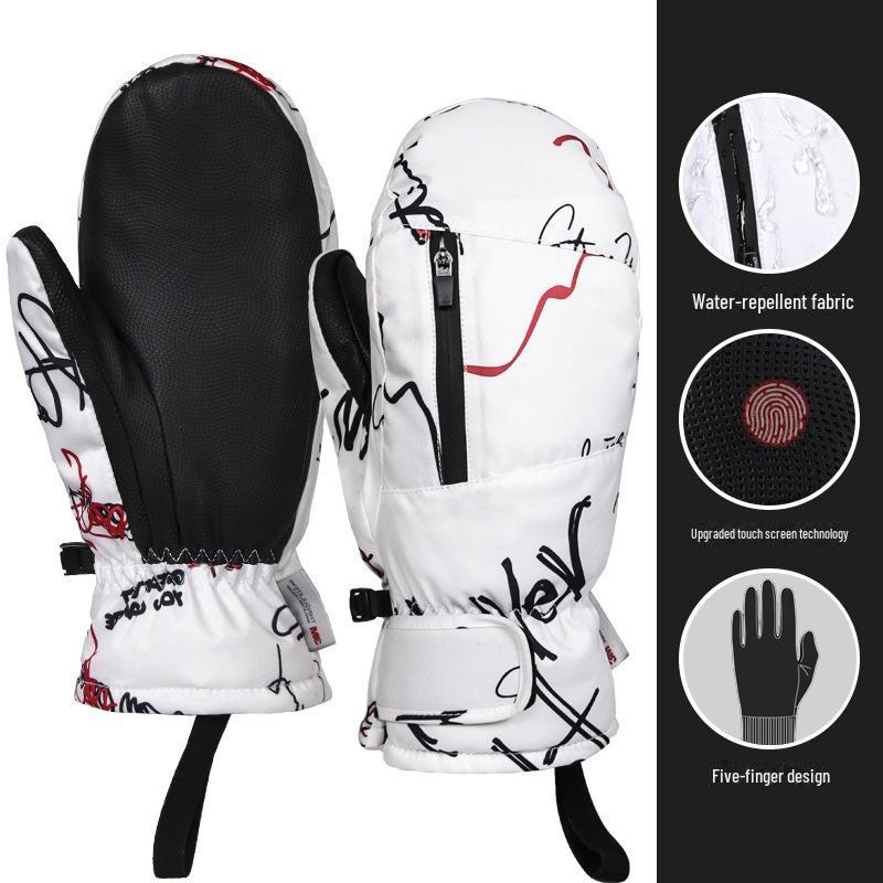 

«Ветро- и водонепроницаемые лыжные перчатки с сенсорным экраном для мужчин и женщин – утолщенные, теплые, морозостойкие для велоспорта/спорта осенью и зимой» L