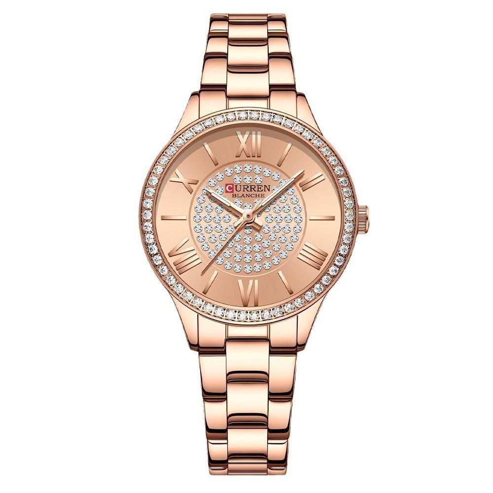 CURREN Fashion Women Gold Watches Luxury Diamond Dial Ladies Wristwatch Stainless Steel Bracelet Waterproof Luminous Classic Female Clock