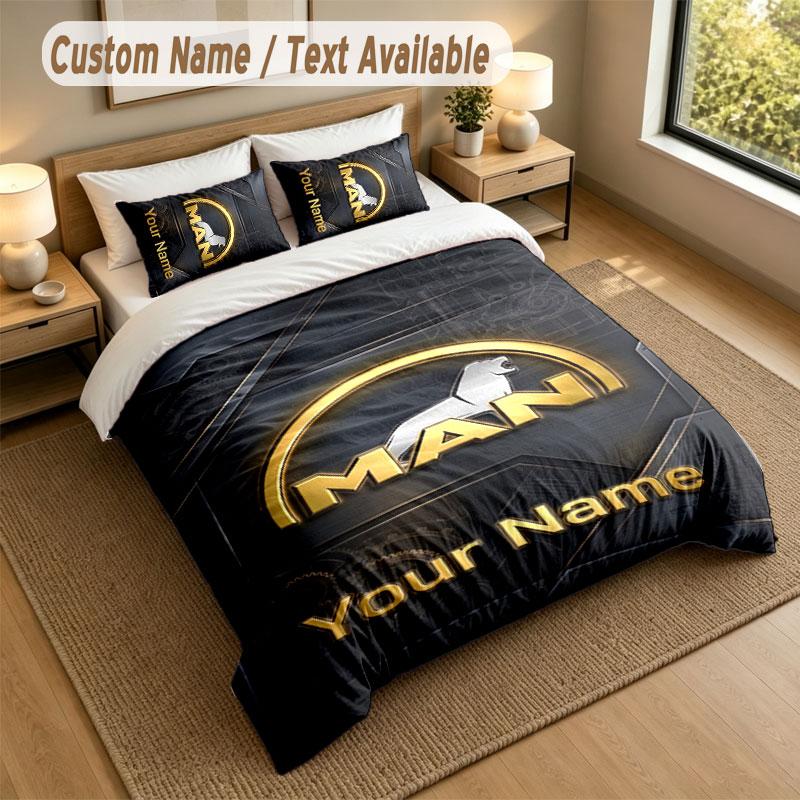 Set Biancheria da Letto 1 Copripiumino 2 Federe Stampa Camion MAN Morbido Tessuto per Letto Decorazione Camera da Letto