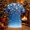 Damen Arbeitshemd mit V-Ausschnitt, kurzen Ärmeln, Taschen und Seitenschlitzen, Weihnachtsdruck