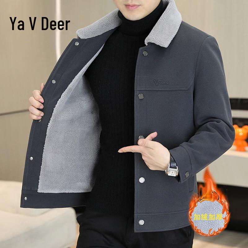 

Yalv Men s Winter Fashion Lapel Fleece-Lined Jacket M