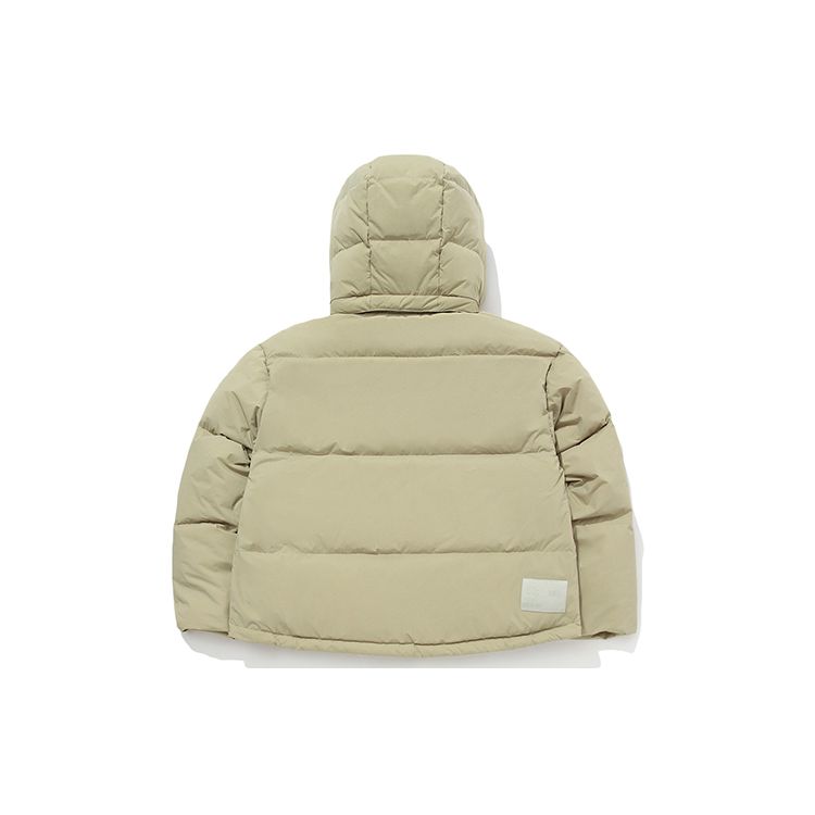 Li Ning Badfive Basketball Series Short Hooded Warm Down Jacket Women Outerwear Medium-Khaki AYMQ414-1