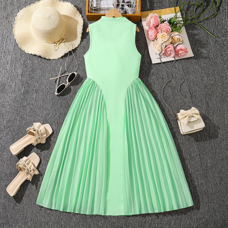 Girls' Casual Dress, Autumn Children's Pleated Sleeveless Dress