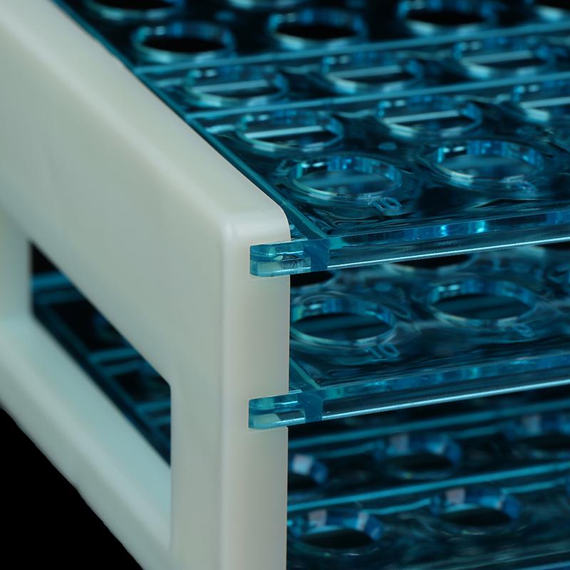 10Pcs Plastic Test Tubes Vials With Caps & Pipe Rack Holder Stand 40/50 Holes