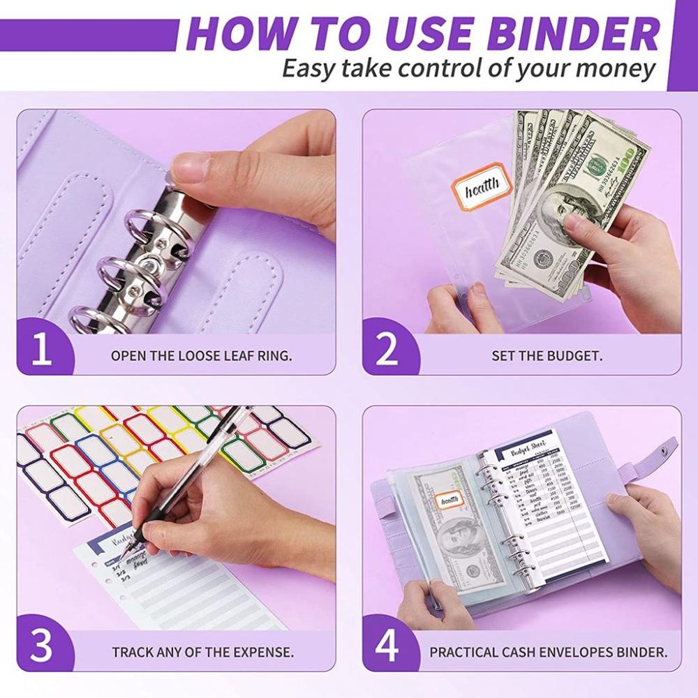 for Money Saving Notebook Gifts A6 Budget Binder Envelope Wallet Cash Storage Books Cash Envelopes