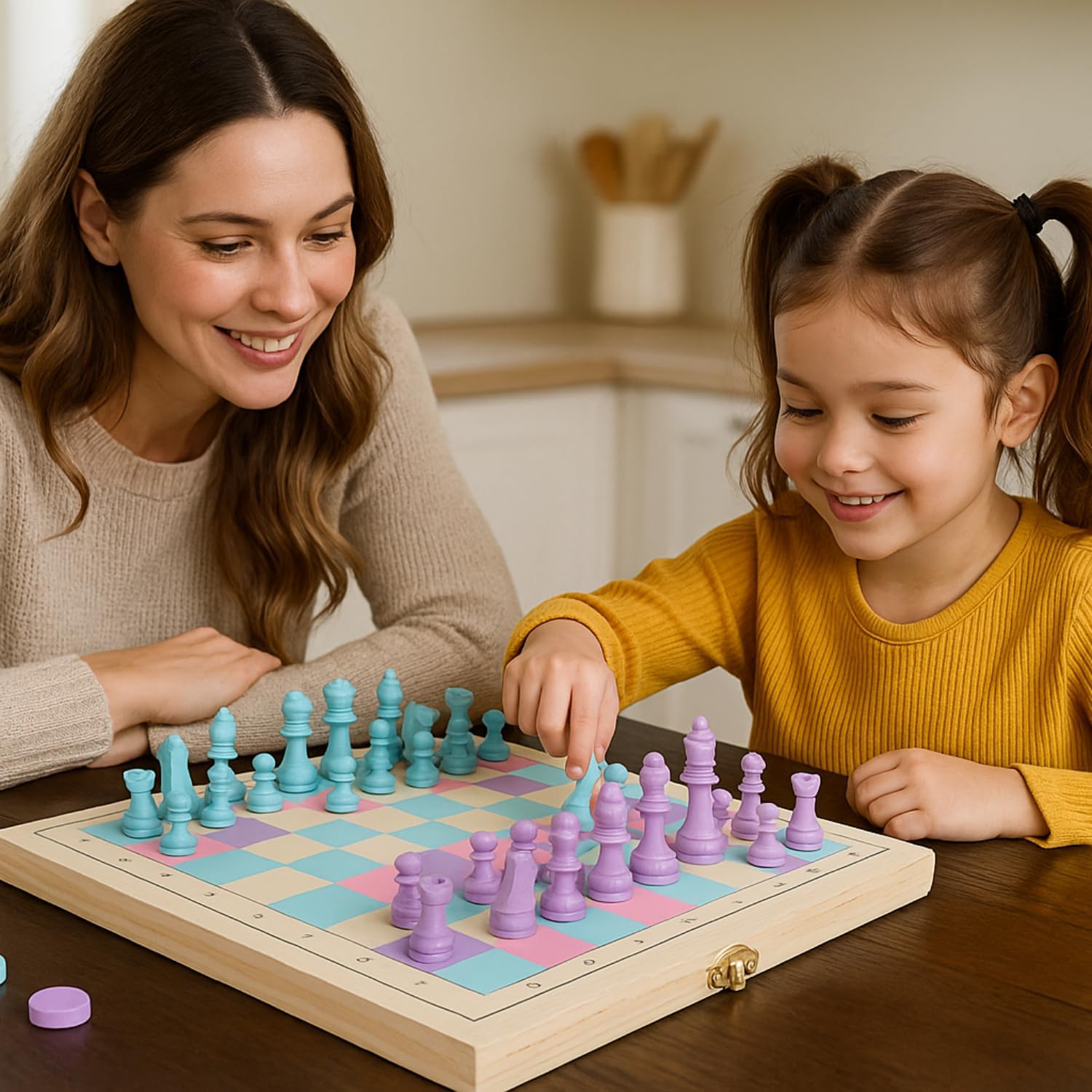 

Дерев яний набір 2 в 1: Шахи та Шашки – Складана ігрова дошка 11 для дітей United States