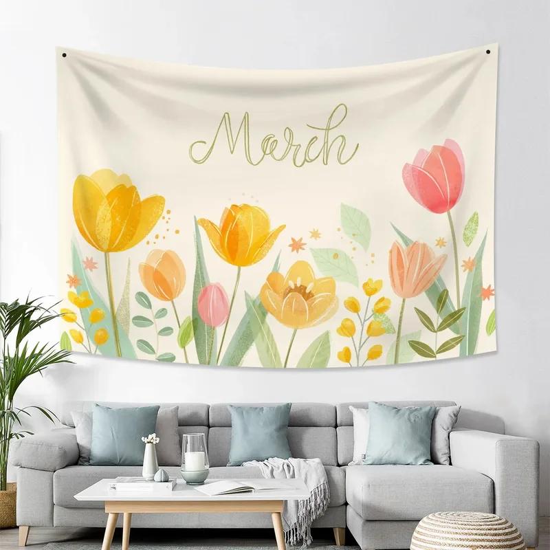 Home Wall Decoration Tapestry Colorful Wildflower Plant Background Hanging Cloth Office Living Room Tapestry