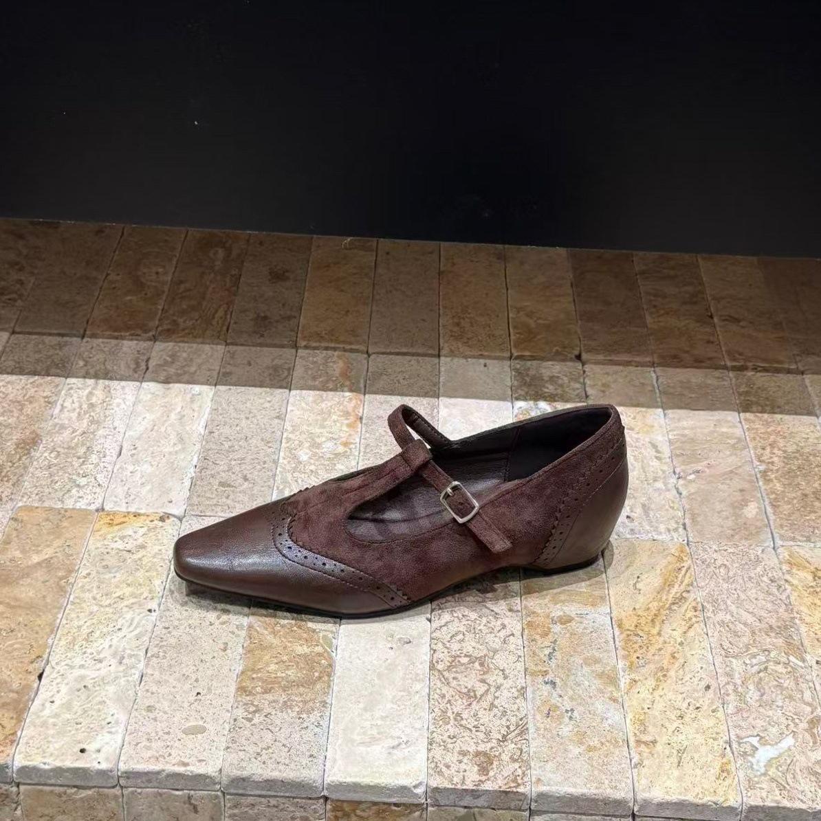 

Французская интернет-знаменитость туфли-лодочки Мэри Джейн женские 2025 осень новая высота каблука модные универсальные одинарные туфли маленькие кожаные туфли 40 темно-коричневого