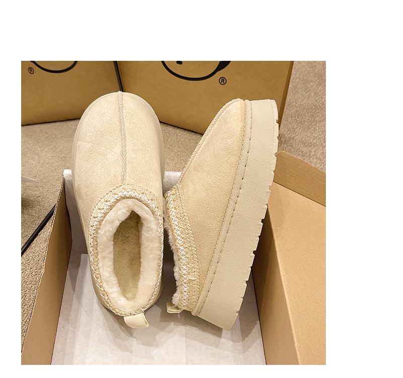 Europäische & Amerikanische Damen Schneestiefel - Wintermode Geschlossene Zehenpartie Plateau Hausschuhe mit Dicker Sohle & Warmer Baumwolle