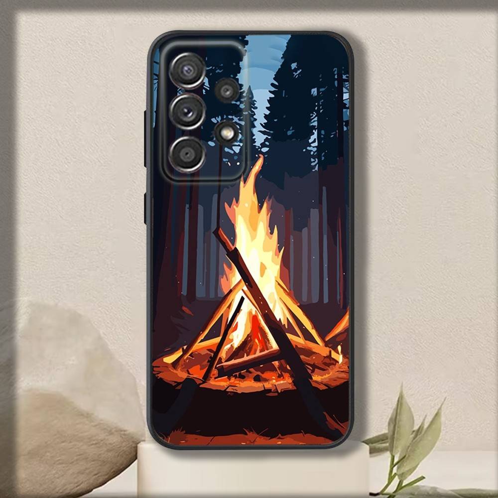 Outdoor Campings Phone Case For Samsung S 25,24,23,22,30,21,10,9,Ultra,Plus,Lite,FE,4,5 G Soft Black Case