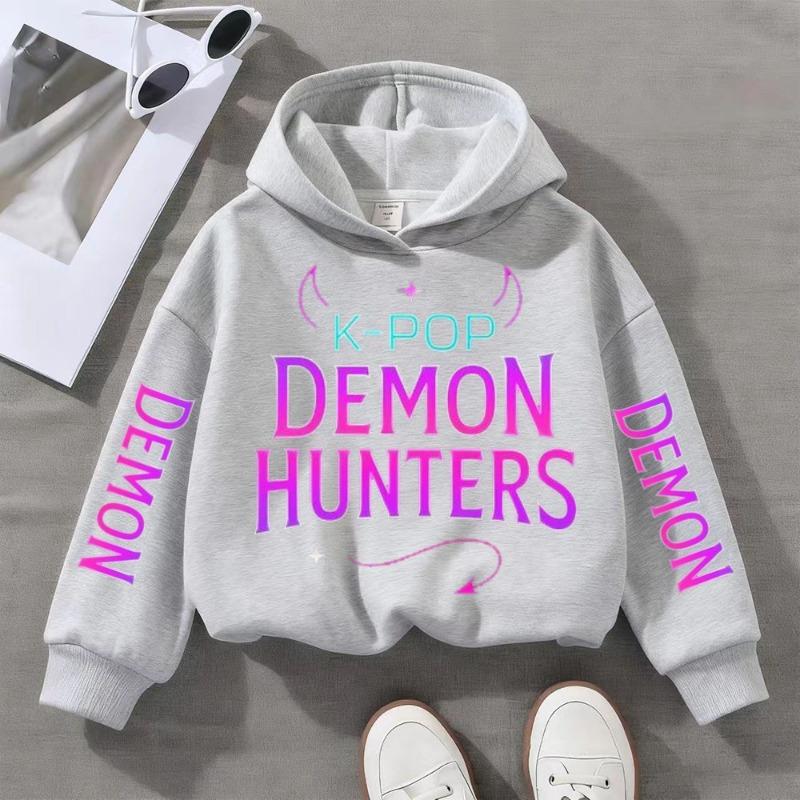 Cartoon Anime Buchstabenmuster Druck Herbst Winter Modisch Bequem Mädchen Kapuzensweatshirt