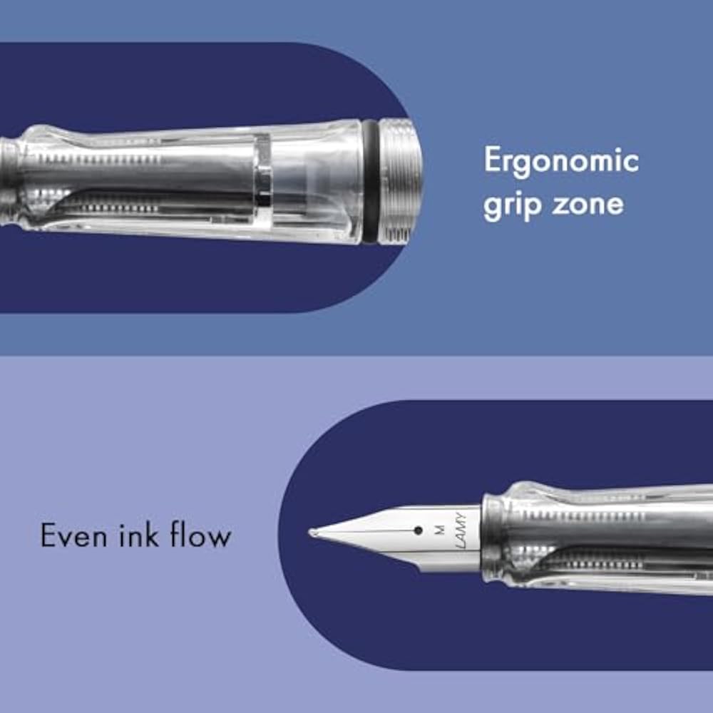 LAMY (Lamy) Safari Vista (Vista) Fountain Pen - Ergonomic Grip and Polished Steel Tip Size M - Pe...