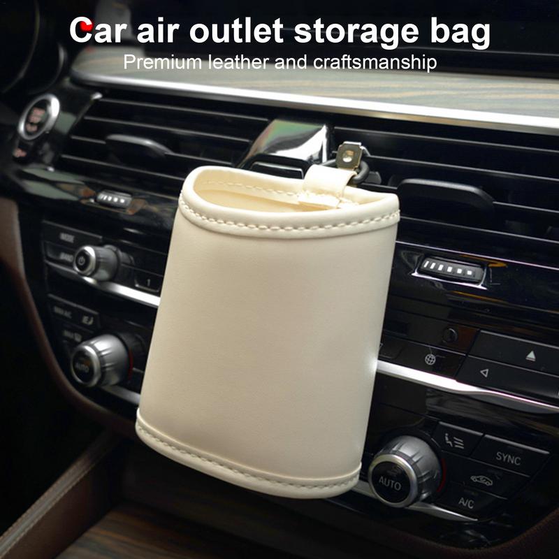 Car Air Outlet Storage Bag Universal Leather Car Keyholder Storage Box Multifunctional Car Vent Pocket Organizer For Keys Pens