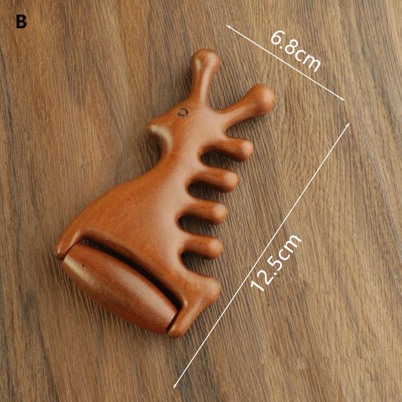 Wooden Wide Tooth Comb Massage Head Meridian Scalp Combs for Face Eye Shoulder Neck Anti-Static Hair Loss Treatment