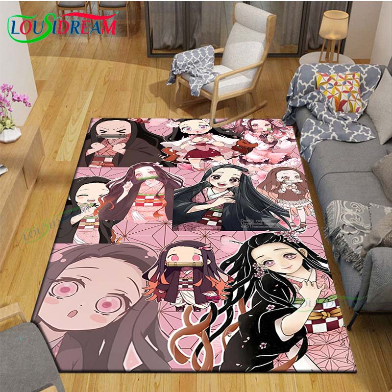 Fashion Hot Cartoon K-Kamado Nezuko Printed Carpets Living Room Anti-Skid Area Rug Kids Bedroom Mats Yoga Mat Large Carpet Decor