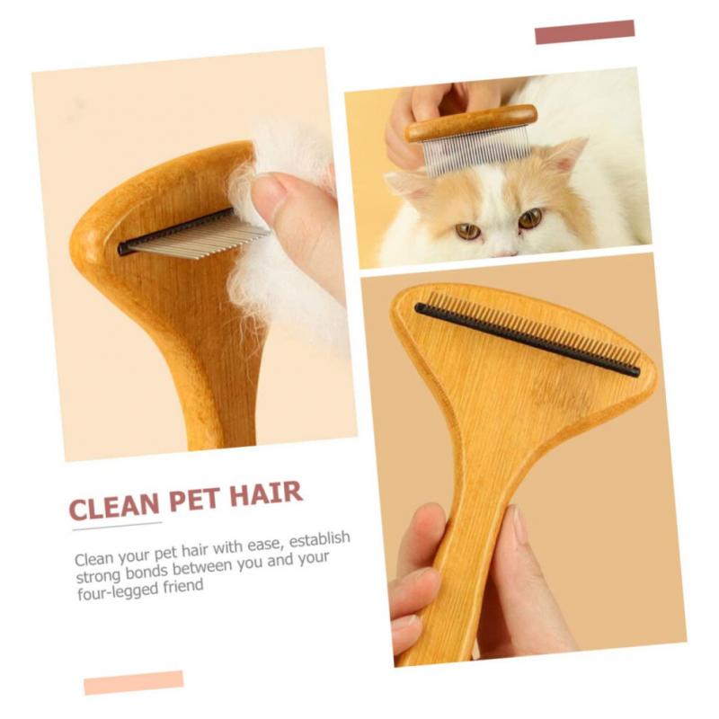 Pet Comb for Cats and Puppies - Bamboo Grooming Comb Set, Hair Remover, 17x9.8x3 cm, Pet Care Essential