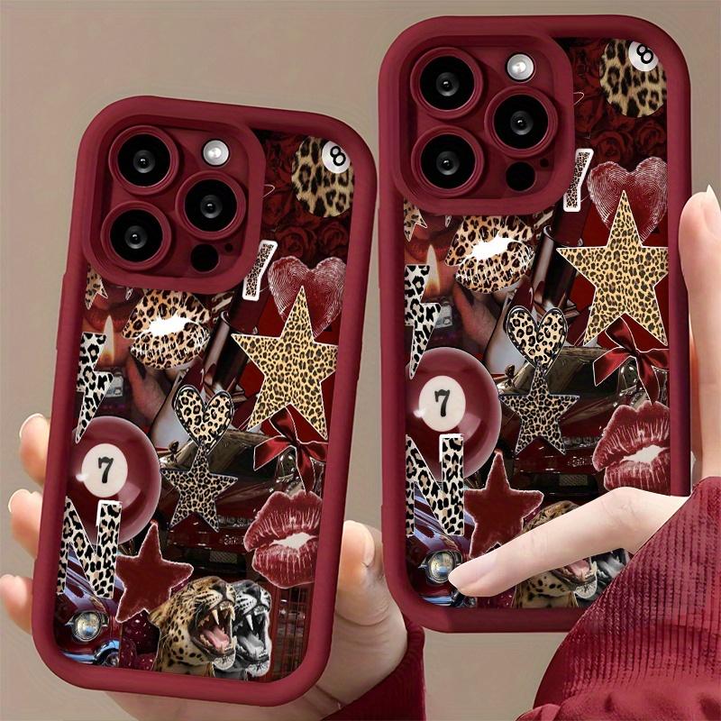 Retro Leopard Print Collage Pattern Phone Case Suitable for iPhone 17 16 15 14 13 12 11 Pro/Max/Plus Anti Drop and Shockproof
