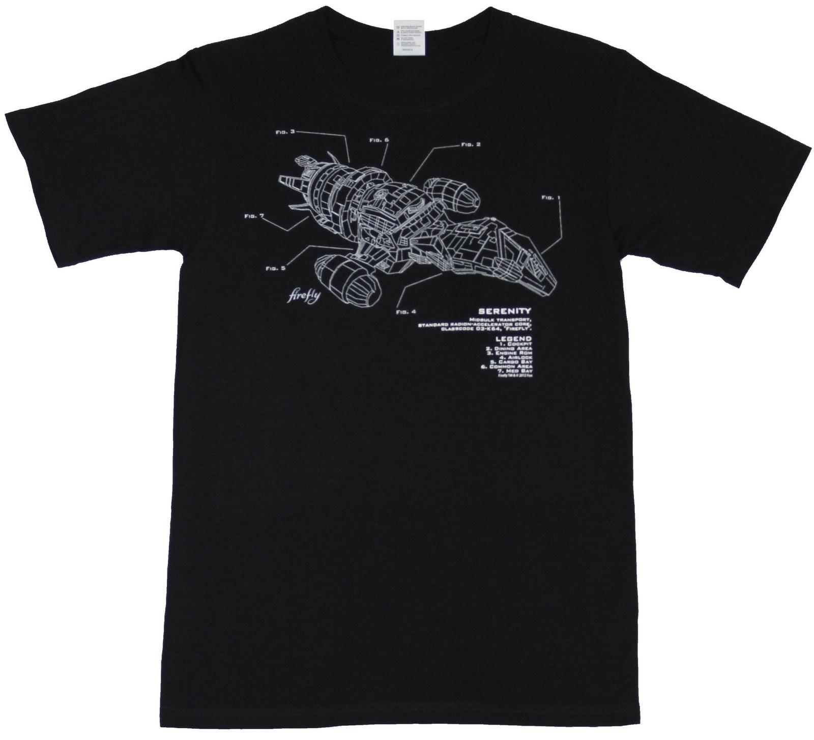 Serenity Firefly Adult New T-shirt Schematics of the Ship Pic XXL