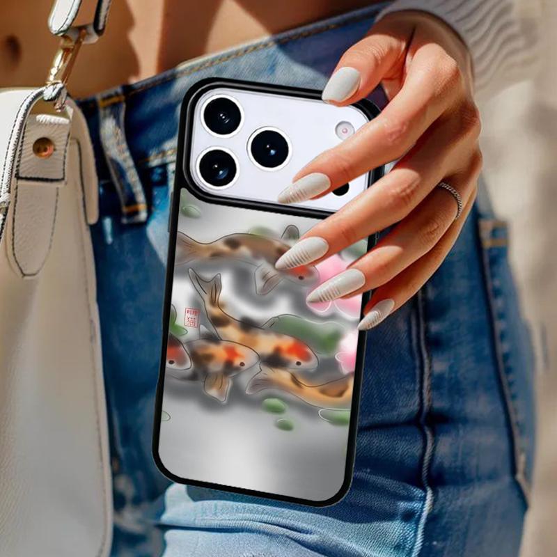 Koi Carp Fish Phone Case For iPhone 17 Air 14 15 13 12 Max Cover For Apple 14 15 16 16e 11 Pro Max Plus