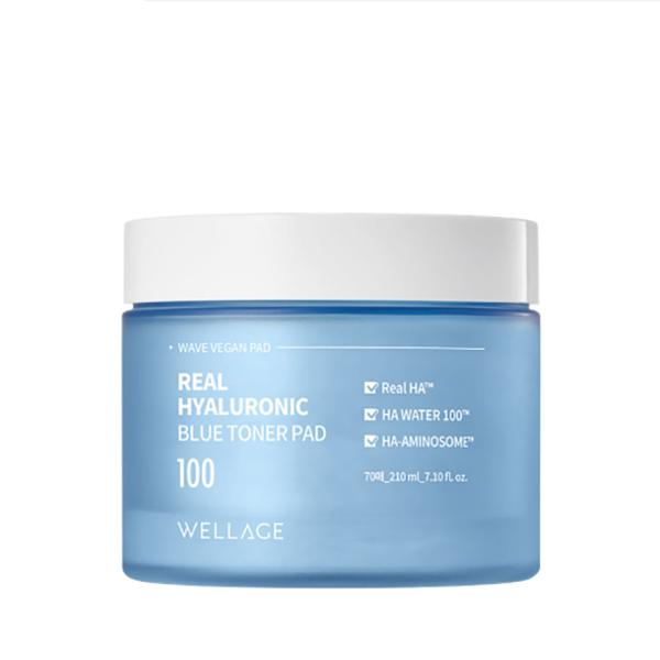 Wellage Real Hyaluronic Blue Toner Pad 70pcs Hydrating Moisture Pads