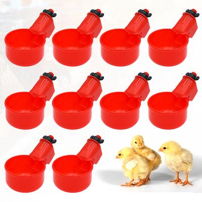 2/5/10Pcs Automatic Water Dispensing Chicken Drinking Bowl Poultry Water Cups Universal Rounded Edge Chicken Waterer Dispensing