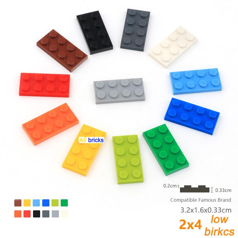 60pcs DIY Building Blocks Thin Figure Bricks 2x4 Dots Educational Creative Size Compatible With 3020 Plastic Toys for Children