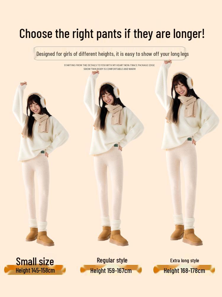 Women's Lambswool Cotton Pants - Autumn/Winter Thick Base Layer Plus Velvet, 2025 New Style Warm Tight Leggings.