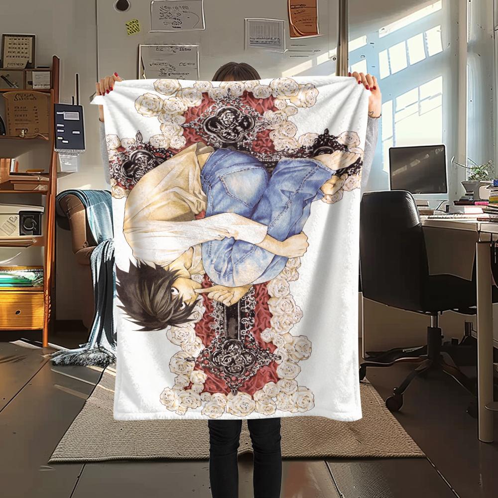 1Pc Cartoon Print Flannel Blanket, High Quality Comfortable for All Seasons, Home Decor, Warmth and Comfort, Perfect for Christmas Birthday Gift