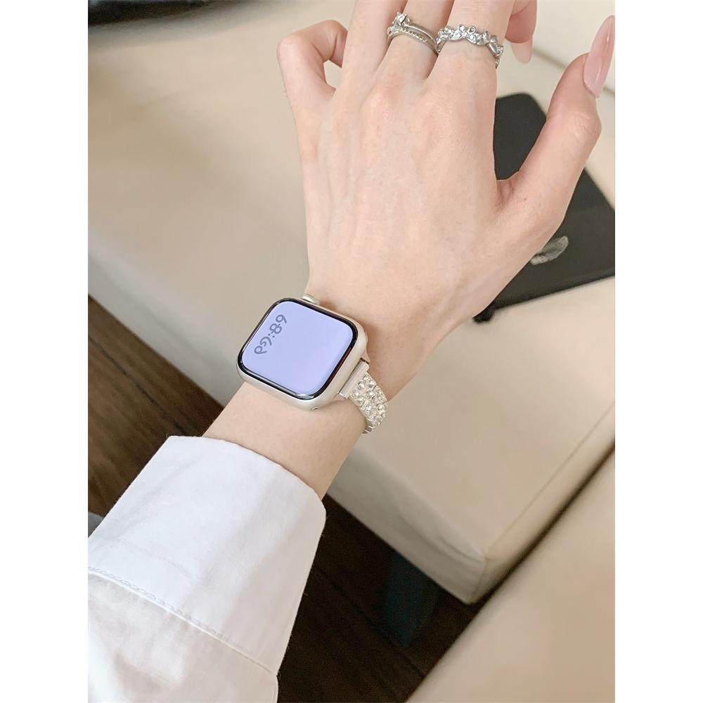 Stop Kwadratowy Kryształ Cukru Diamentowy Błyszczący Bransoletka Pasek do Zegarka dla Apple Watch Kobiety 40/41/38/42/44/45/46/49mm dla iWatch S11/10/9/8/7/6
