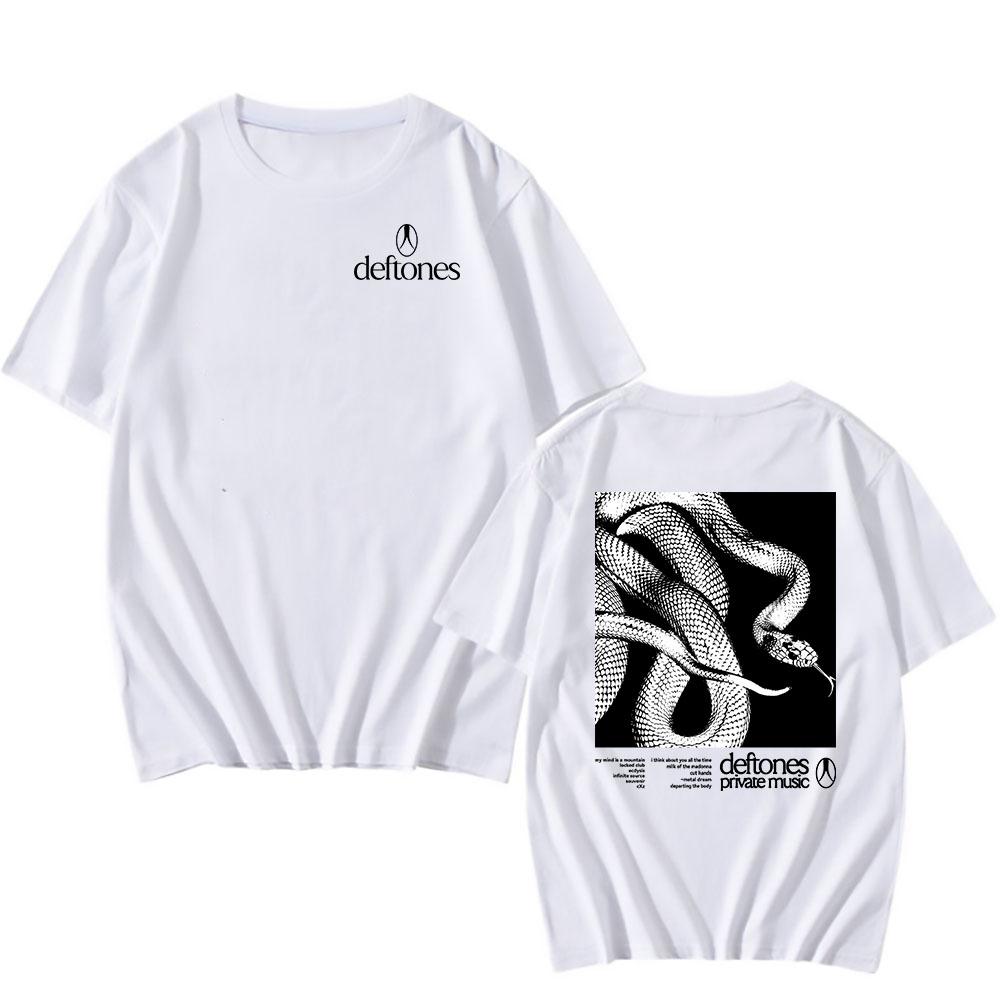 

Deftones Футболка со змеей Принт альбома Private Music Хлопковая модная футболка с коротким рукавом Женская Мужская Футболка Унисекс XL