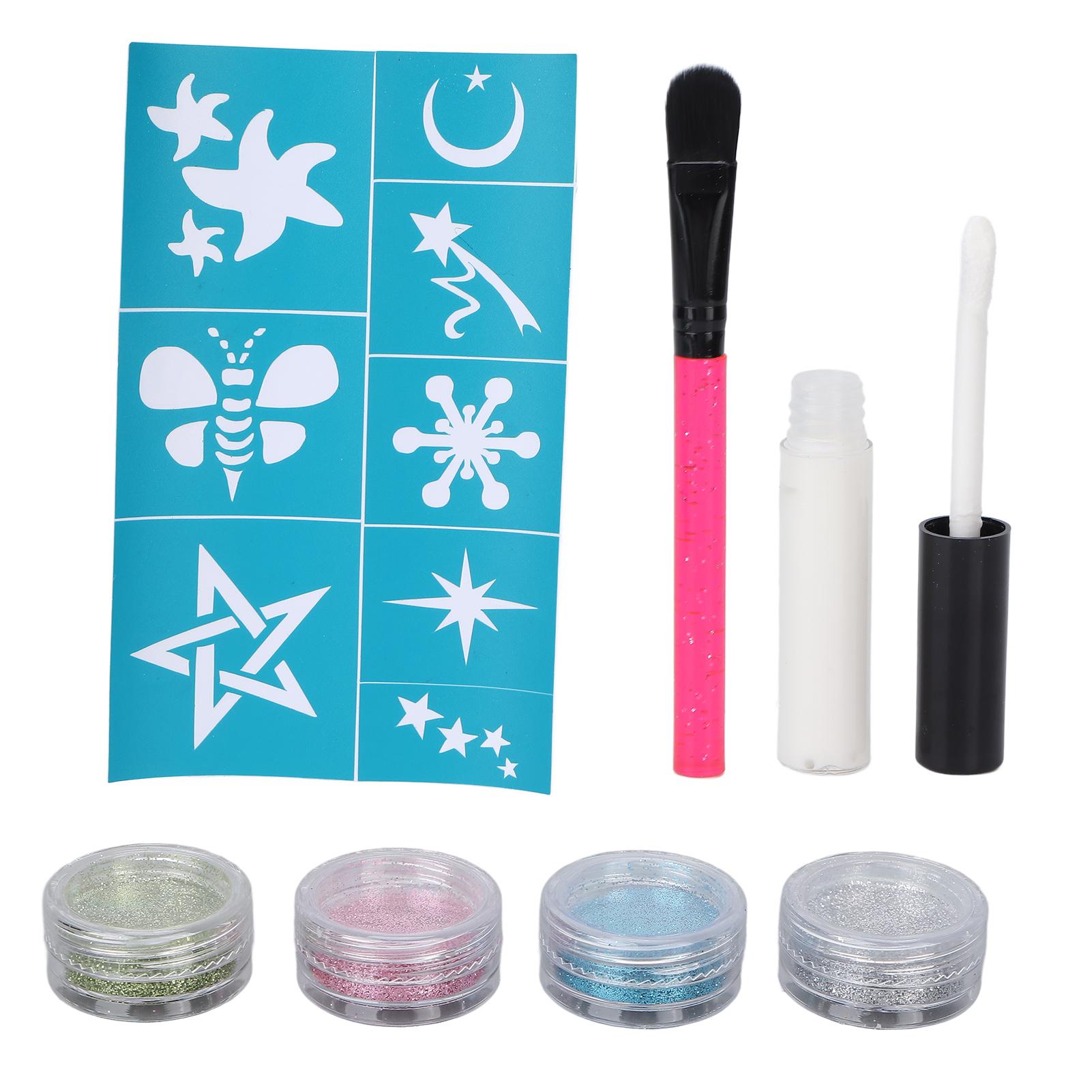 

4 Colors Face Body Glitter Powder Children Shiny Temporary Tattoo Nail Art Glitter with Glue