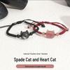 Hand-Woven No-Face Cat & Strawberry Bracelet: Unisex Couple Style Jewelry for Cat Lovers