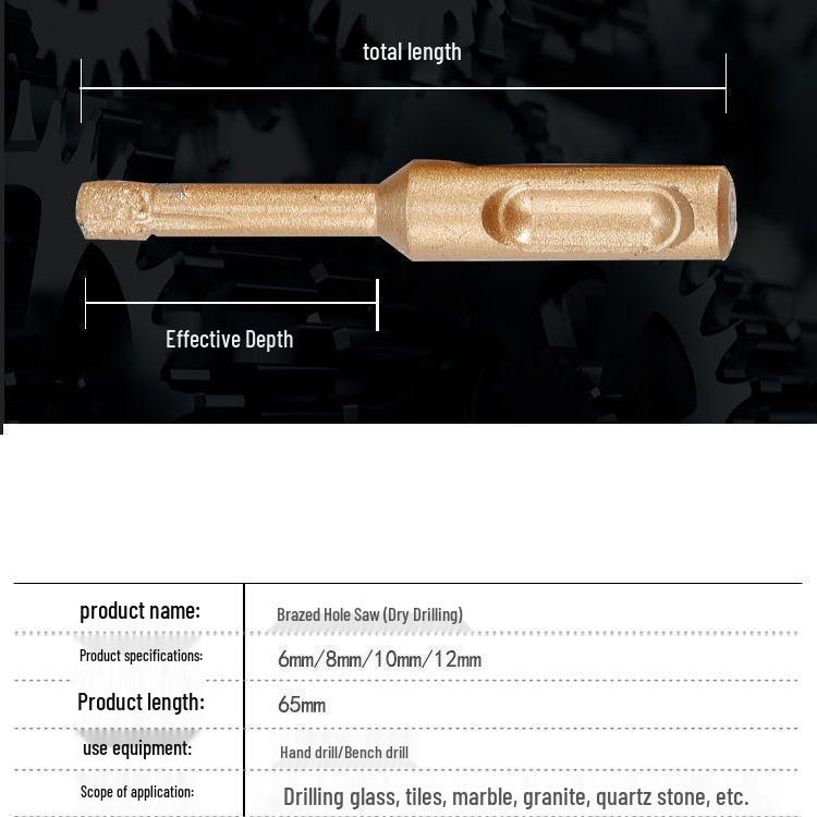 

Round Shank Electric Hammer Hole Opener for Dry Drilling Tile, Concrete, Marble, Glass, Quartz Stone Wax Enhanced ~ 8mm (2 pieces)