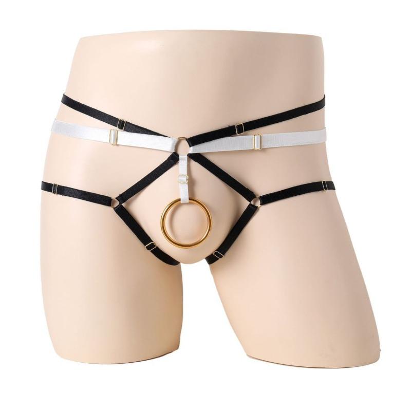 Sexy Crotchless Jockstrap Mens O-Ring Hole Lingerie Sissy Panties Adjust Strap G-String Tanga Hombre Open Butt Underwear Thongs