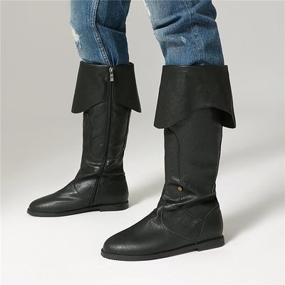 Women Mid Calf Boots Round Toe Flats Zipper Concise Design Ladies Fashion Casual Shoes Autumn Winter Khaki Brown 46