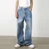 Men‘s Y2K Vintage Casual Wide Leg Jeans Ful Lentgh Baggy Pants Trousers Light Blue Denim Jeans New Streetwear Hip Hop
