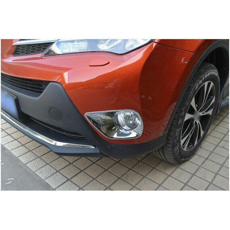 For Toyota RAV4 13 14 15 Chrome Front Fog Light Lamp Eyelid Molding Frame Trim