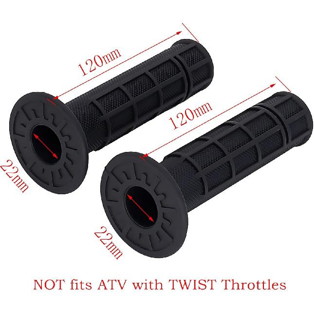 ATV Hand Grips 7/8" Soft Rubber Grip Compatible With ATV Arctic Cat Suzuki Yamaha Kawasaki Honda 400Ex -Black