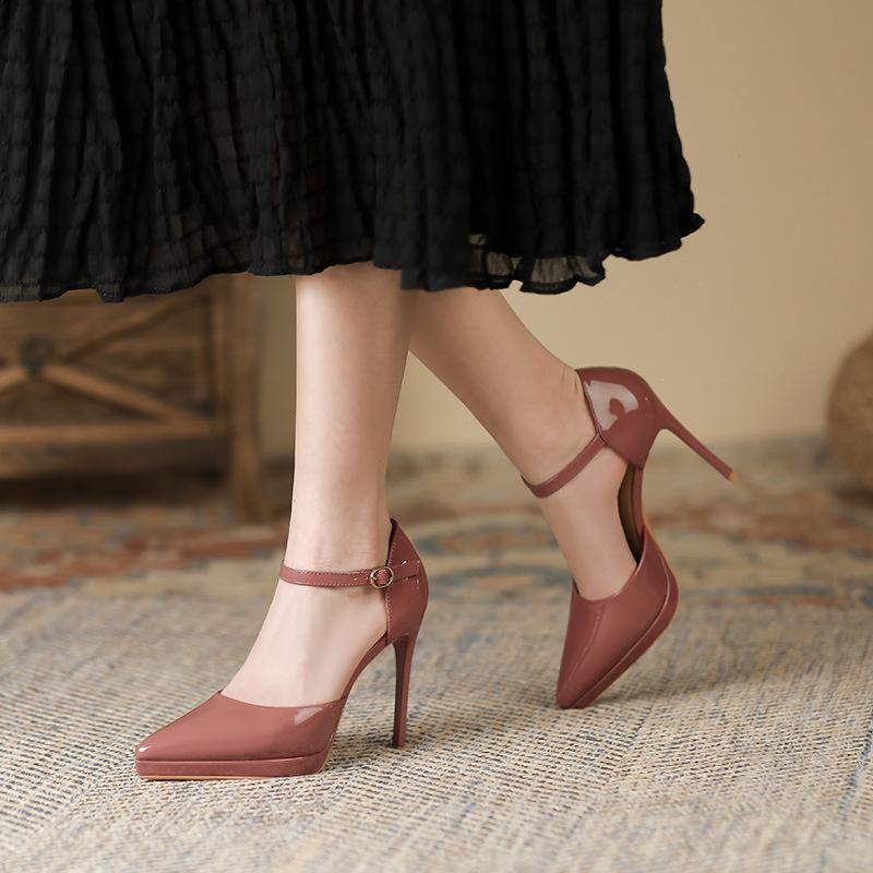 

2025 Women s Pointed Toe Platform Stiletto High Heels Sandals - 10.5CM 35