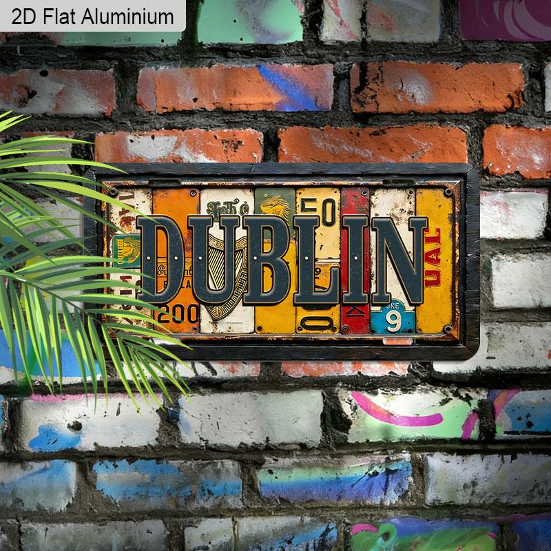 Vintage Dublin Collage Aluminiumschild 12''×6'', Retro Wandkunst für Zuhause Balkon Innenhof, Ideales Geschenk für Irland Reisefans