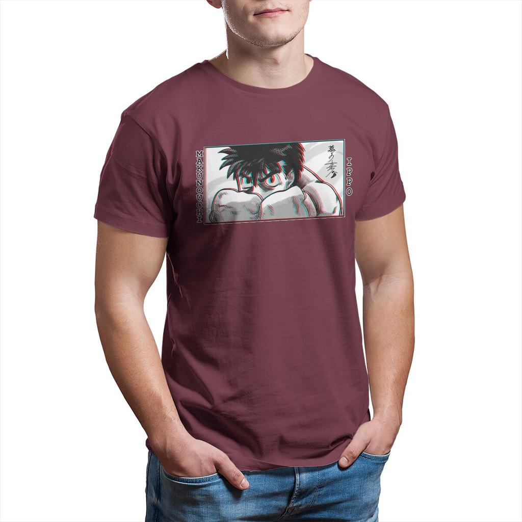 Novelty Makunouchi Ippo T-Shirt Men Round Neck 100% Cotton T Shirts Hajime No Ippo Anime Short Sleeve Tees Unique Clothes