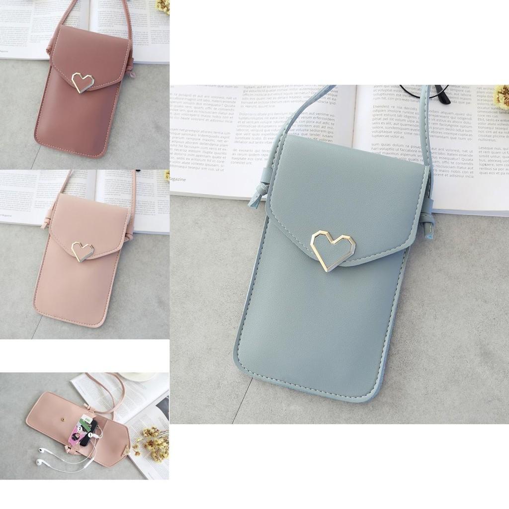 Elegant Pu Heart-shaped Decor Transparent Touch-screen Shoulder Bag For Women