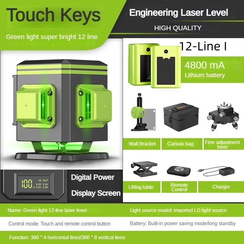 4D 12/16 Line New Green Light Laser Level Portable Self-Leveling Spirit Level 360° Horizontal and Vertical Cross Laser Projector