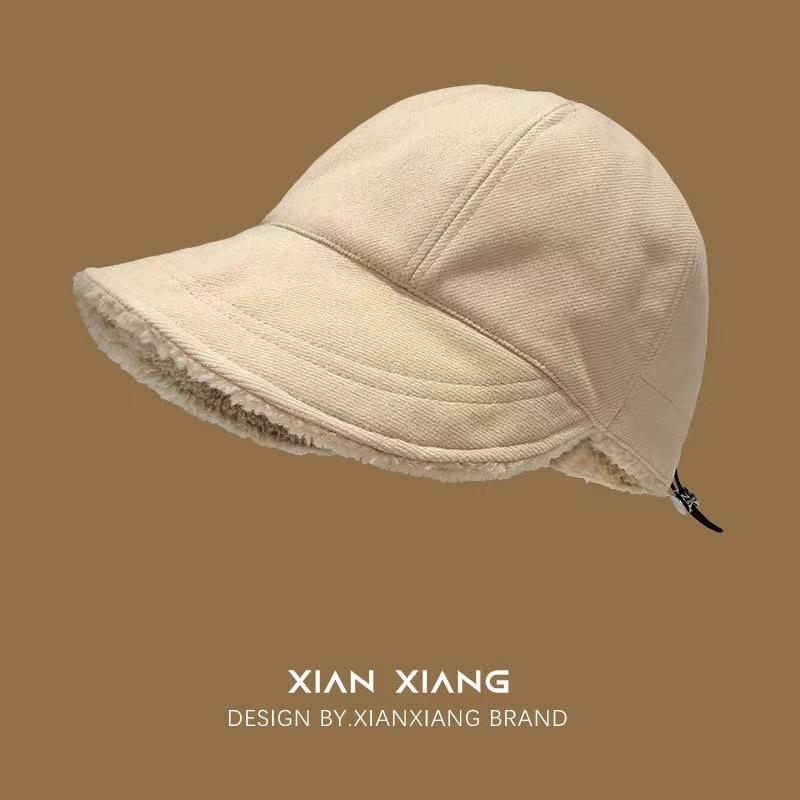 

Autumn and winter Ruth hat versatile warm fleece basin hat double-sided can be worn small equestrian hat M（56-58cm） темно-коричневого кольору