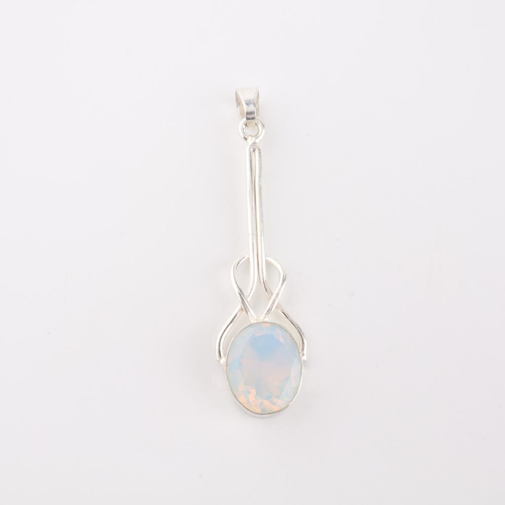 Gemma Opale Lattiginoso Gioielli in Argento Sterling 925 Ciondolo Fatto a Mano 1,79" Per Donne PP-60-19